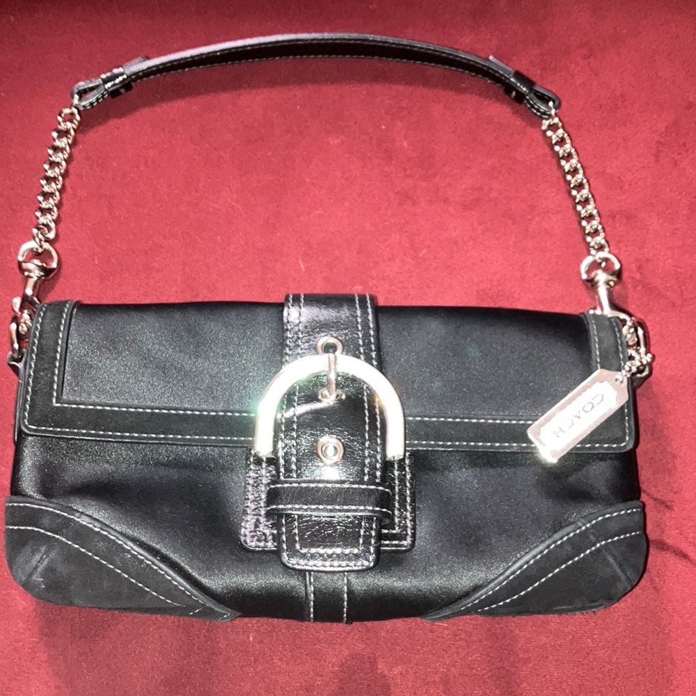 Coach Limited Edition Swavorski Rhinestone buckle/tag suede/satin w/velvet bow